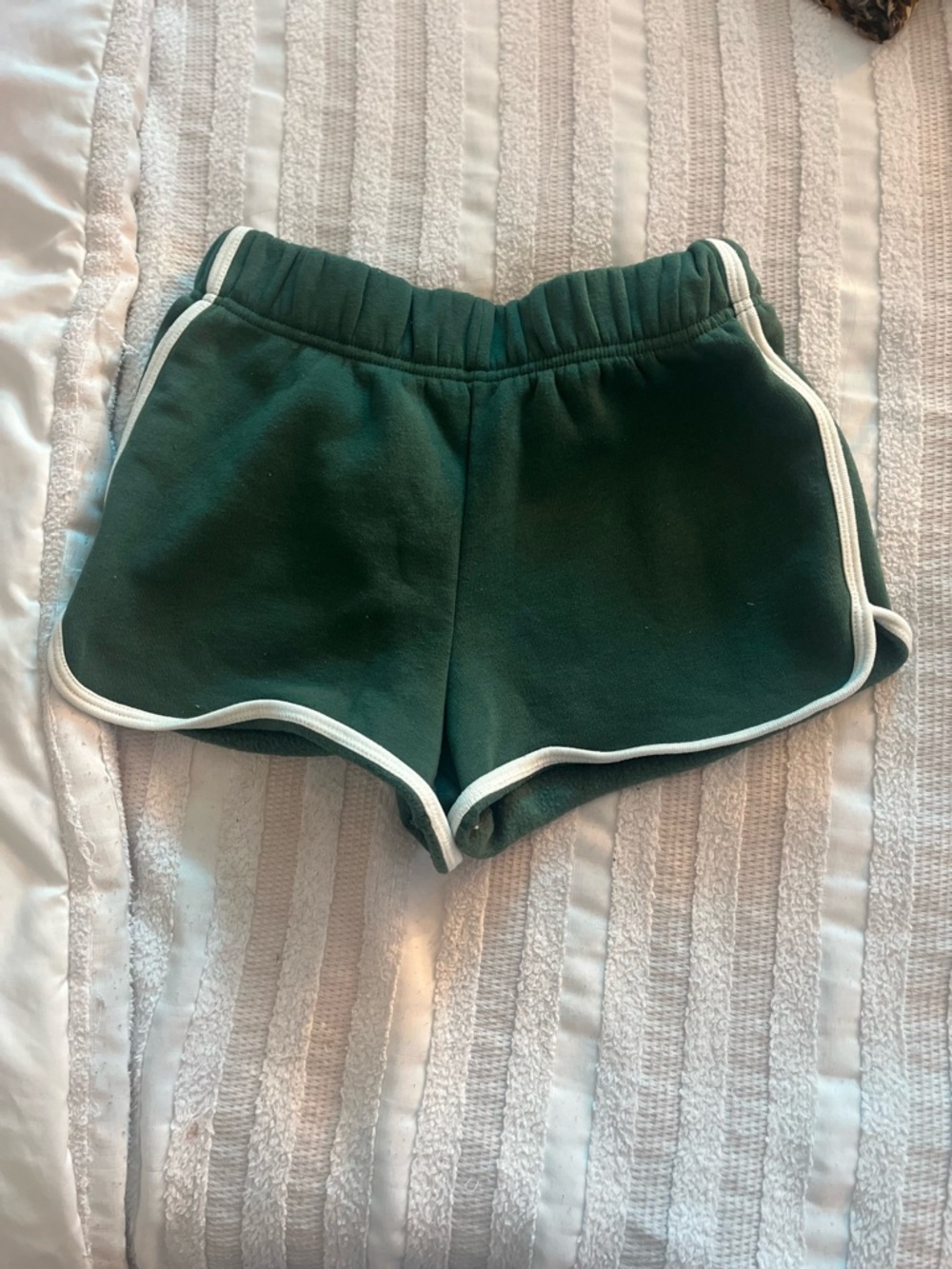 Hippie Rose Forest Green Elastic Waist Shorts with White Label